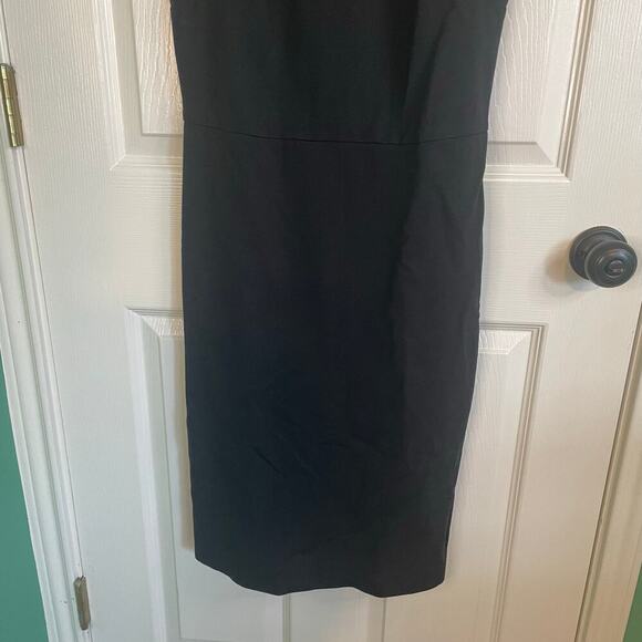Boden Black Dress Cap Sleeve Midi Length Sheath Dress Boat Neckline Size 6 - Picture 3 of 6